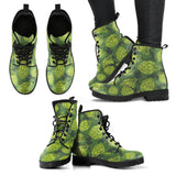 Hop Pattern Hop Cone Background Leather Boots