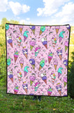 Cute Ice Cream Cone Animal Pattern Premium Quilt