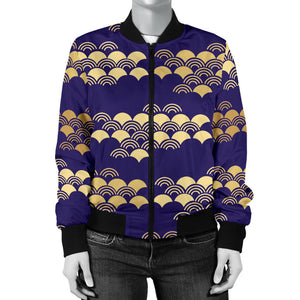 Beautiful Japanese Fan Pattern Women'S Bomber Jacket