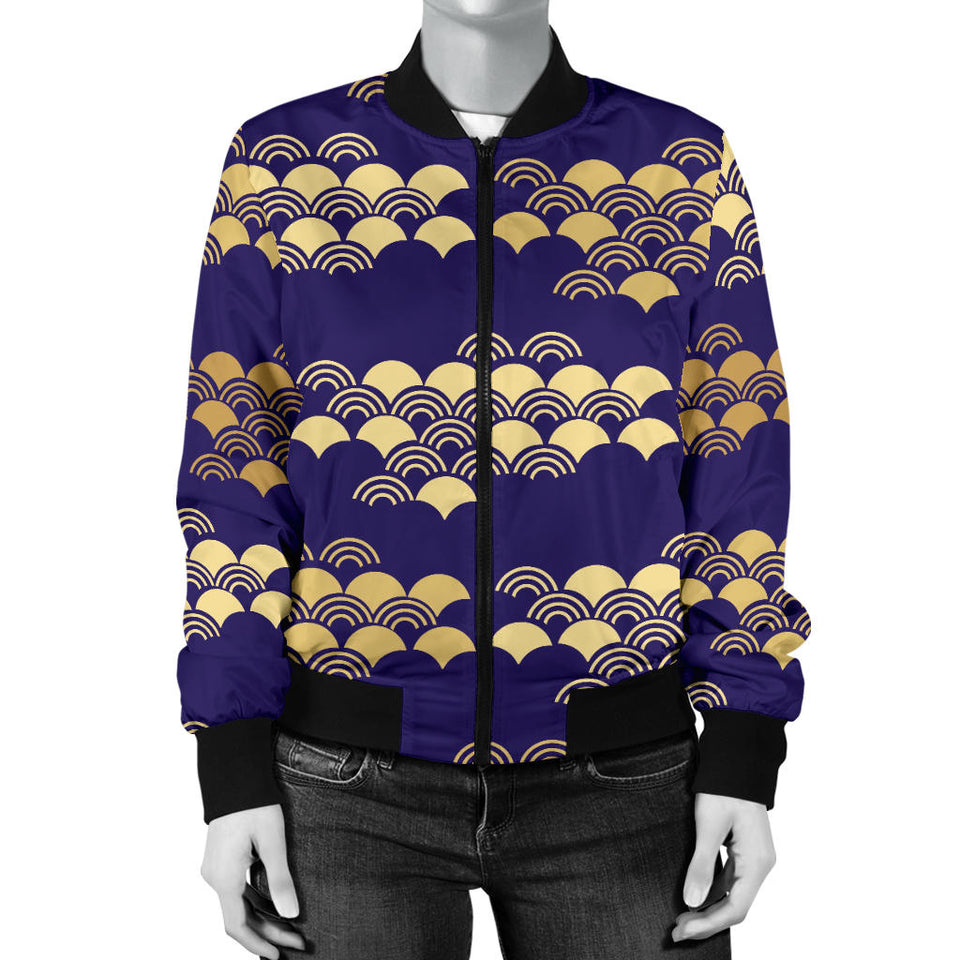 Beautiful Japanese Fan Pattern Women'S Bomber Jacket