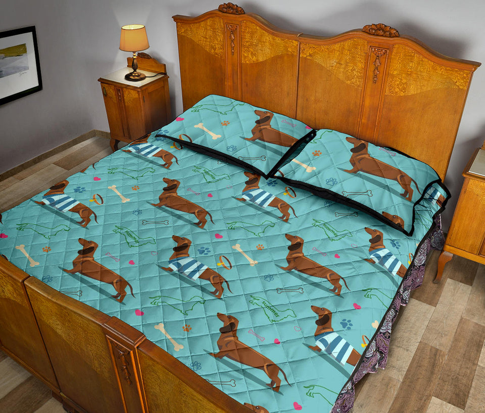 Dachshund decorative background Quilt Bed Set