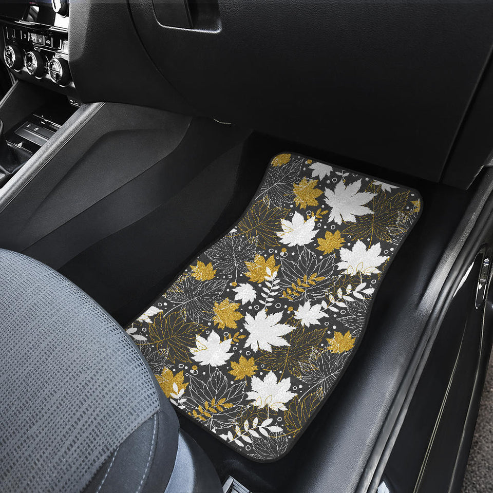 Beautiful Gold Autumn Maple Leaf Pattern Front Car Mats