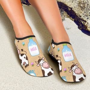 Cow Bottle Of Milk Pattern Aqua Shoes