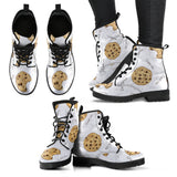 Sketch Style Cookie Pattern Leather Boots