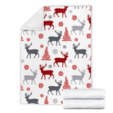 Deer Tree Snowflakes Chrismas Pattern Premium Blanket