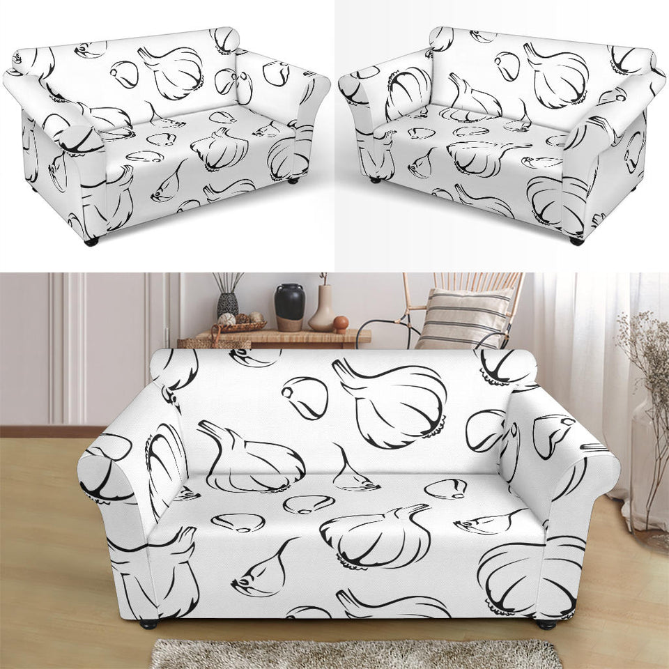 Garlic Pattern Black White Loveseat Couch Slipcover