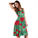 Tomato Design Pattern Sleeveless Midi Dress