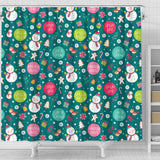 Snowman Bird Decorative Elements Christmas Pattern Shower Curtain Fulfilled In US
