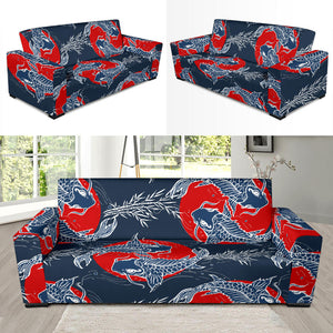 Koi Fish Carp Fishs Hand Drawn Japanese Art Sofa Slipcover
