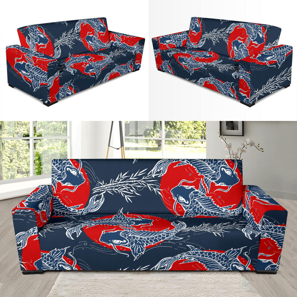 Koi Fish Carp Fishs Hand Drawn Japanese Art Sofa Slipcover