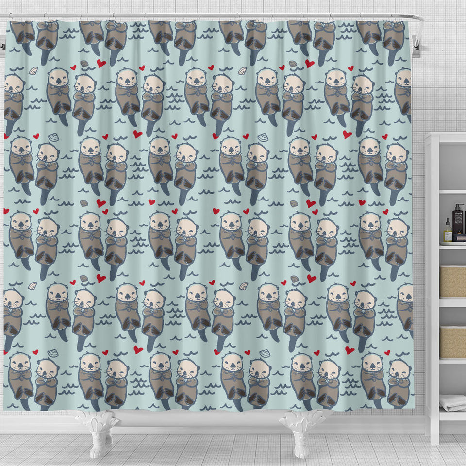 Lovely Sea Otter Pattern Shower Curtain Fulfilled In US