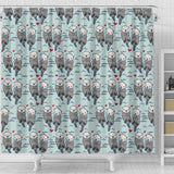 Lovely Sea Otter Pattern Shower Curtain Fulfilled In US