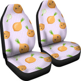 Cute Onions Smiling Faces Purple Background Universal Fit Car Seat Covers