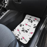 Hand Drawn Faces Of Pandas Pattern Front And Back Car Mats