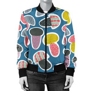 Colorful Mushroom Design Pattern Women'S Bomber Jacket