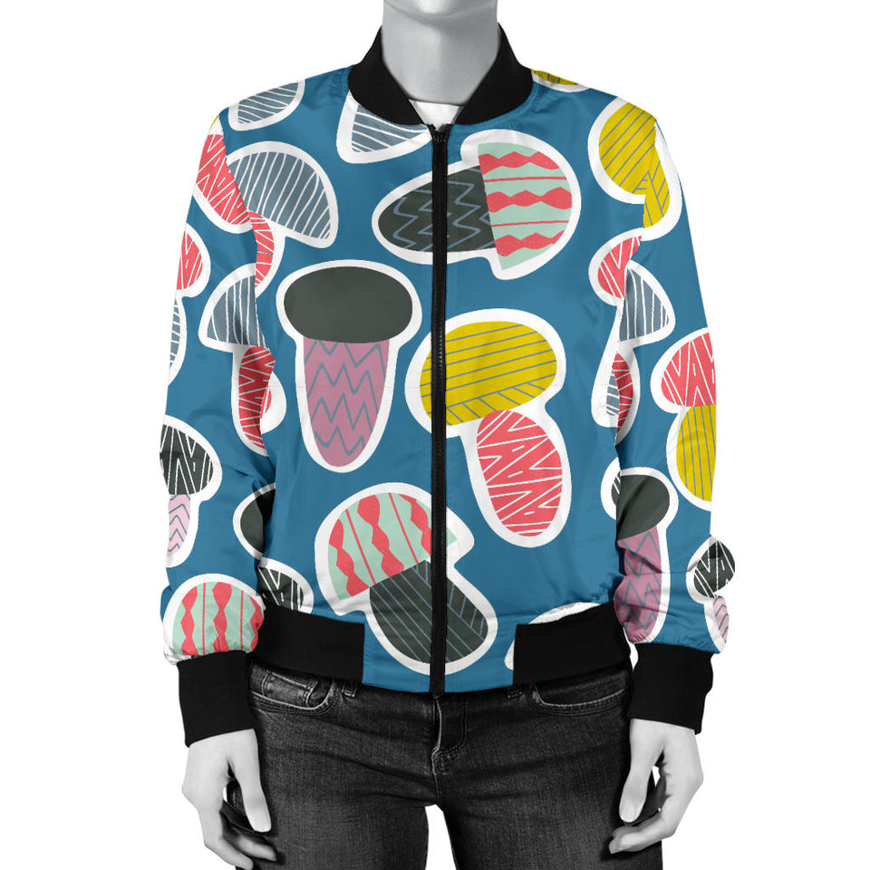 Colorful Mushroom Design Pattern Women'S Bomber Jacket