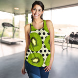 kiwi black dot background Women Racerback Tank Top
