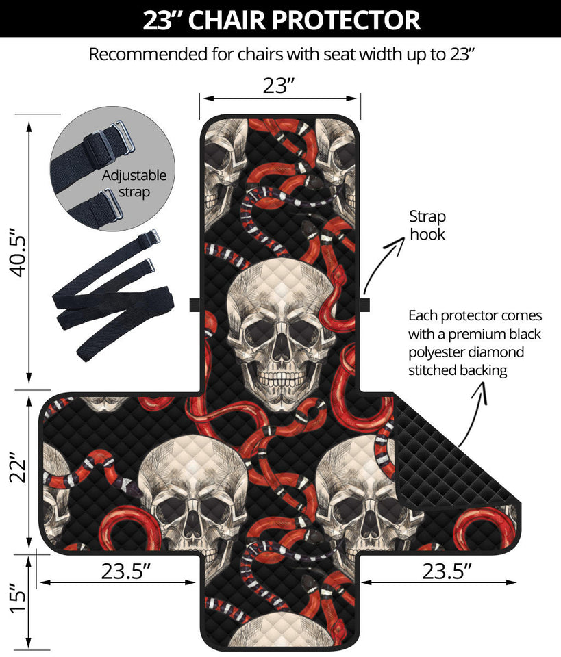 Red snake skull pattern Chair Cover Protector