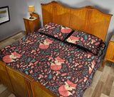 fox leaves mushroom pattern Quilt Bed Set