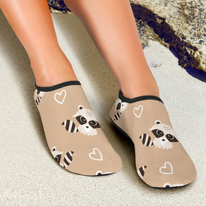 Cute Raccoon Heart Pattern Aqua Shoes