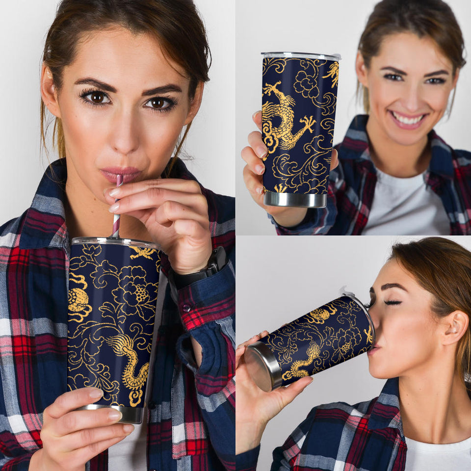 Gold Dragon Pattern Tumbler