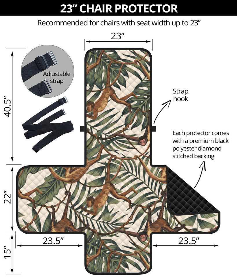 Monkey tropical leaves background Chair Cover Protector