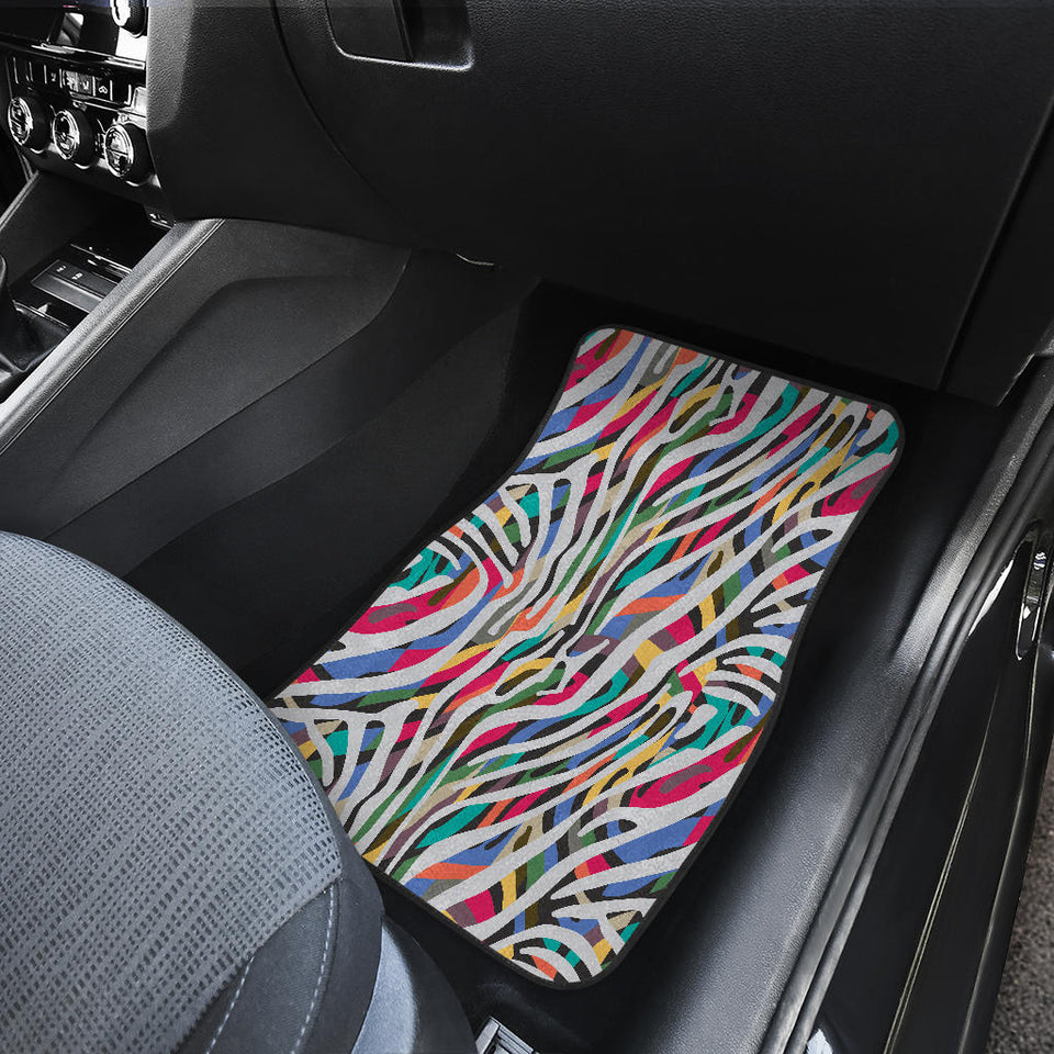 Colorful Zebra Skin Pattern Front Car Mats