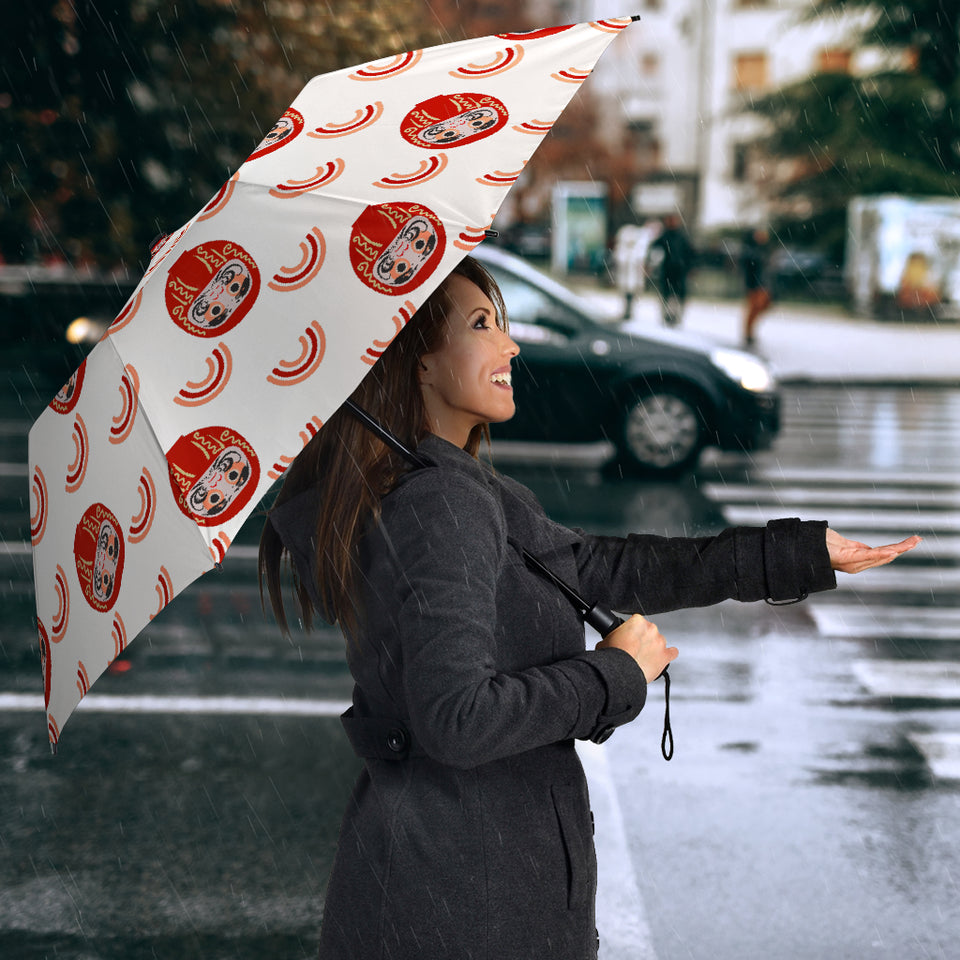 Daruma Japanese Wooden Doll Design Pattern Umbrella