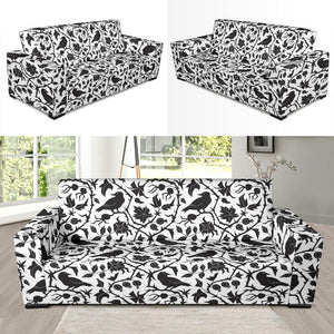 Crow Dark Floral Pattern Sofa Slipcover