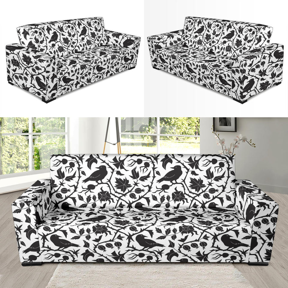 Crow Dark Floral Pattern Sofa Slipcover