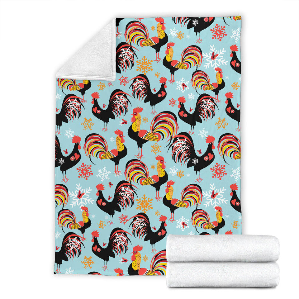 Rooster Chicken Cock Snowfalke Premium Blanket