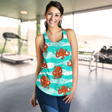 Octopuses sea wave background Women Racerback Tank Top