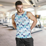 zigzag  chevron blue pattern Men Tank Top