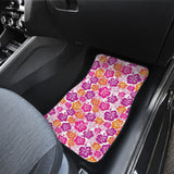 Hibiscus Pattern Print Design 01 Front and Back Car Mats