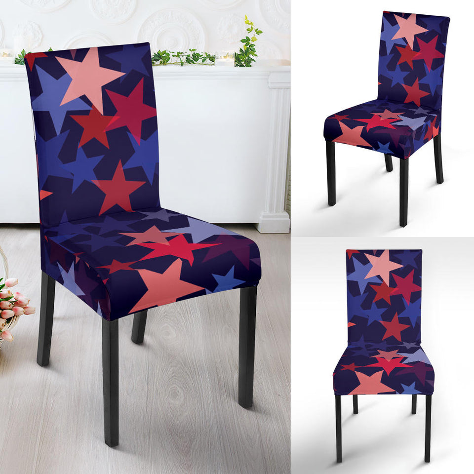 Red Blue Star Pattern Dining Chair Slipcover