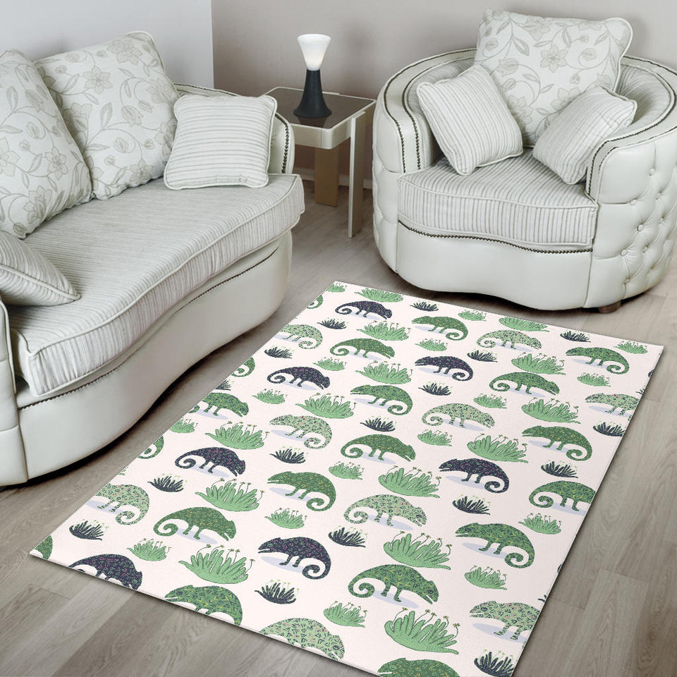 Chameleon Lizard Succulent Plant Pattern Area Rug