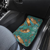 Cute Brown Sea Otters Ornamental Seaweed Corals Green Water Front And Back Car Mats