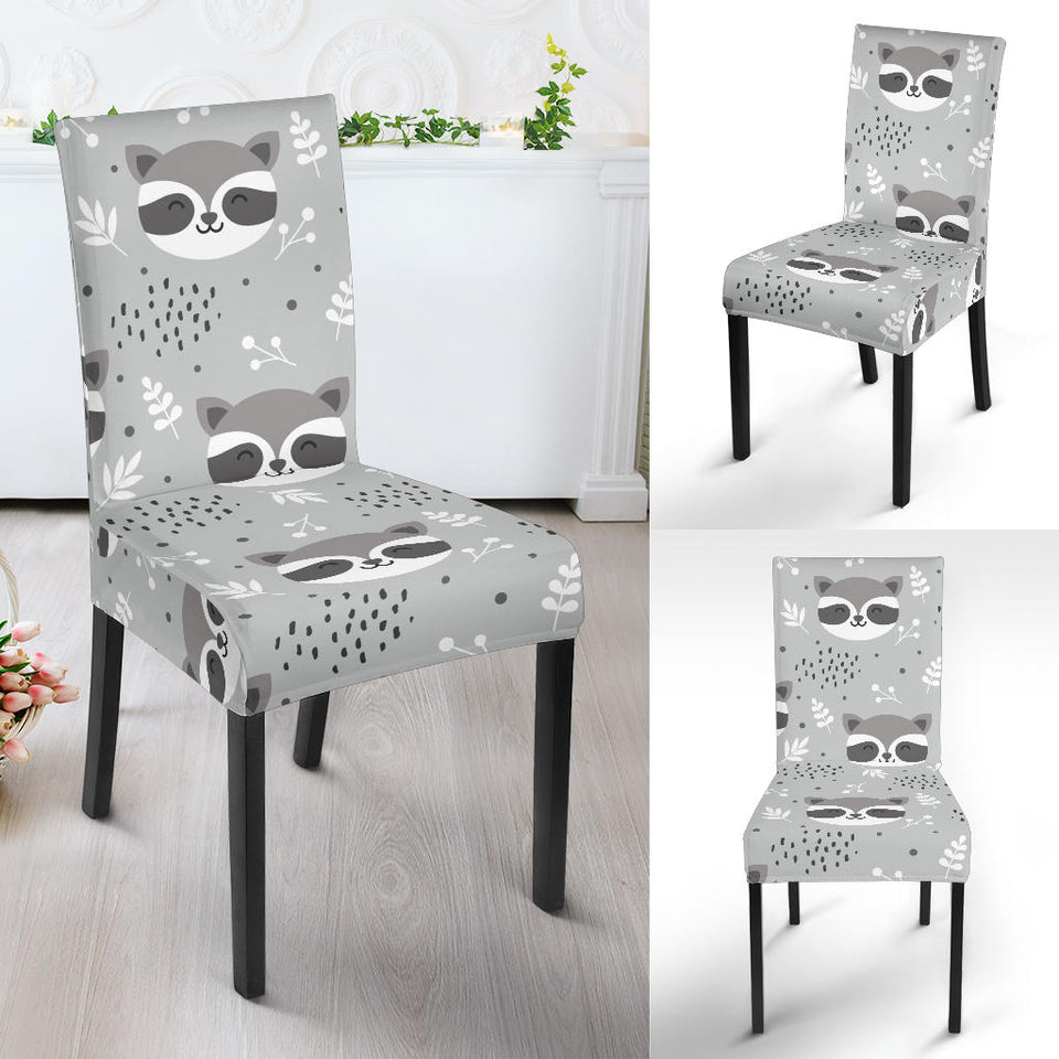 Cute Raccoons Leaves Dot Dining Chair Slipcover