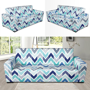 Zigzag  Chevron Blue Pattern Sofa Slipcover
