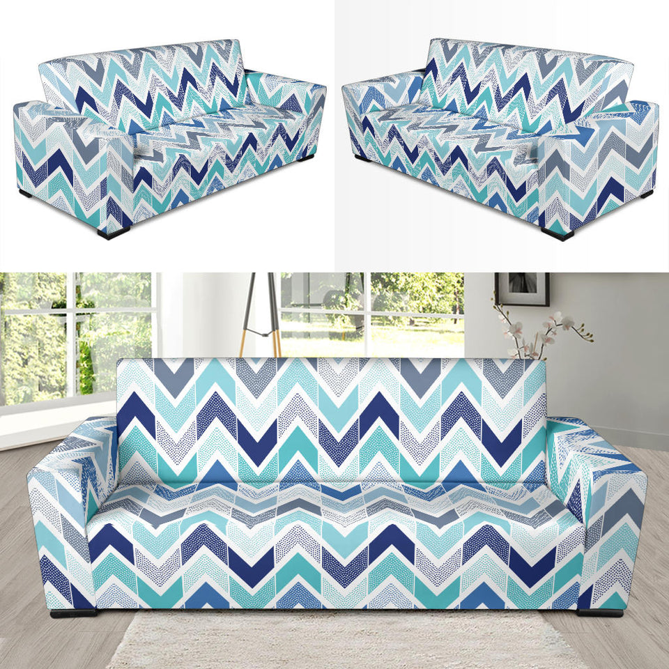 Zigzag  Chevron Blue Pattern Sofa Slipcover