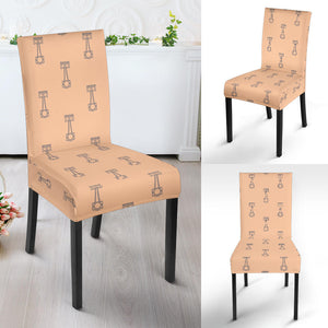 Engine Piston Cream Background Pattern Print Design 04 Dining Chair Slipcover