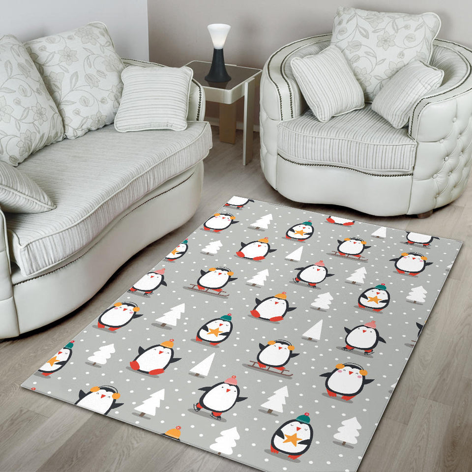 Cute Penguin Christmas Pattern Area Rug