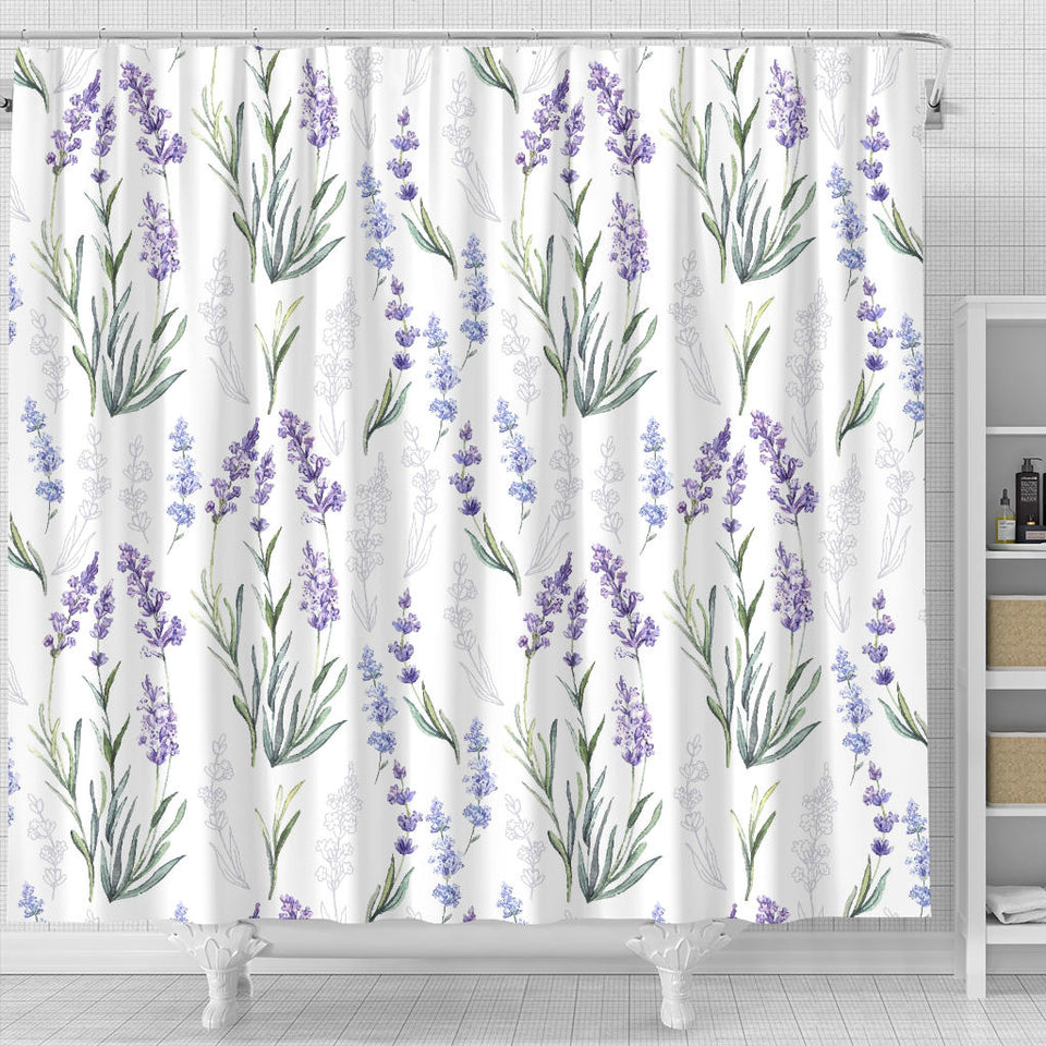 Hand Painting Watercolor Lavender Shower Curtain Fulfilled In US