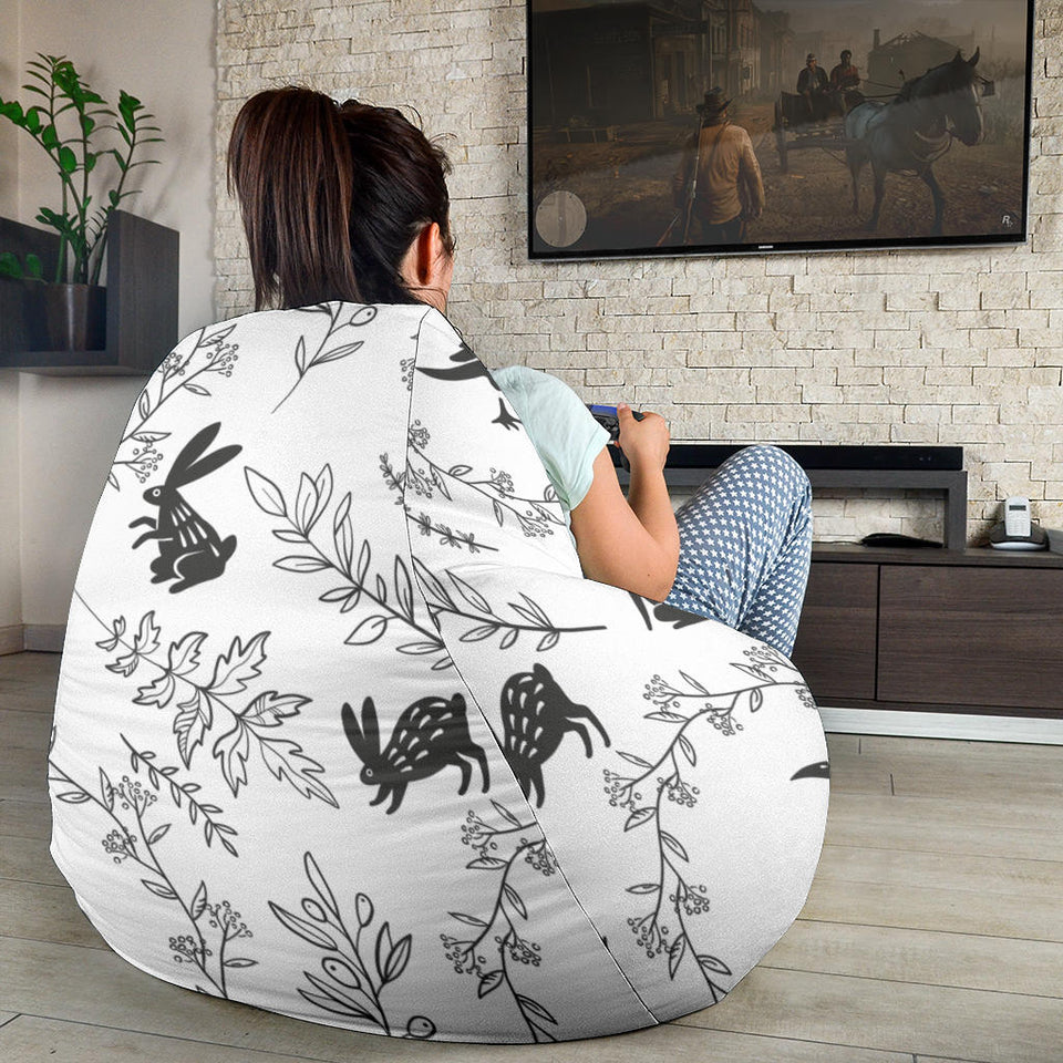 Crows Floral Wreath Rabbit Pattern Bean Bag Cover