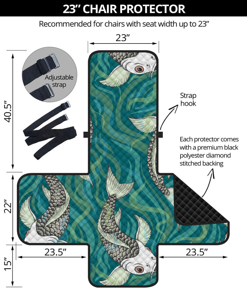 Koi Fish Carp Fish lotus pattern Chair Cover Protector