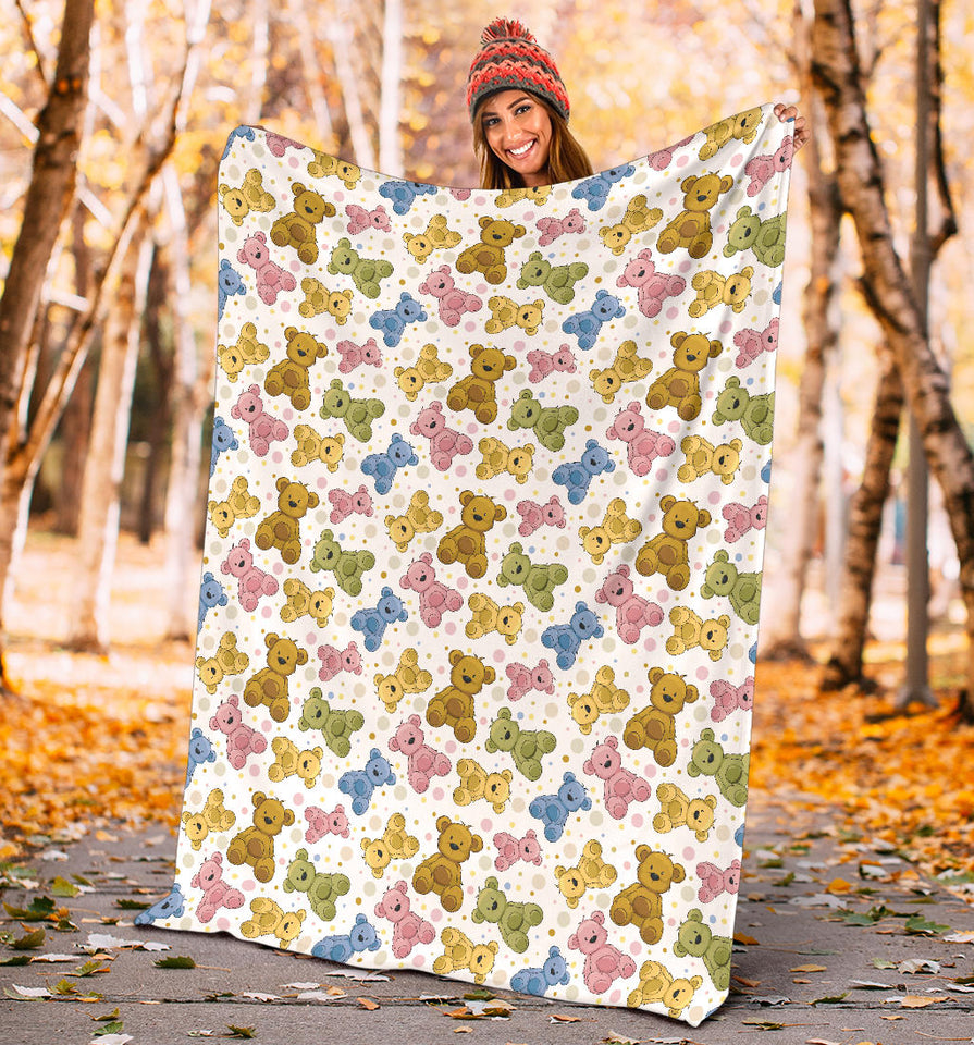 Teddy Bear Pattern Print Design 01 Premium Blanket