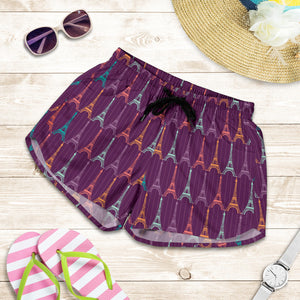 Eiffel Tower Pattern Print Design 05 Women Shorts