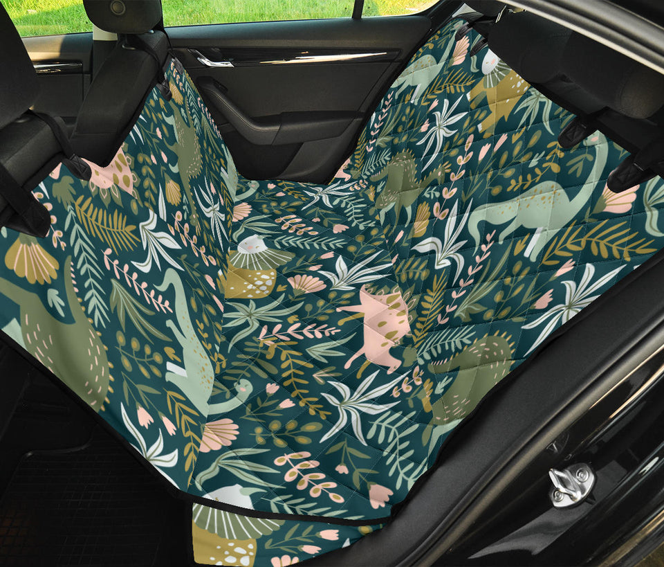 Dinosaurs Tropical Leaves Flower Pattern Dog Car Seat Covers