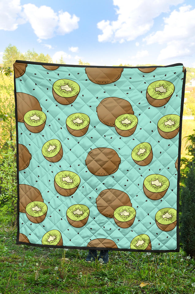 Kiwi Blue Background Premium Quilt