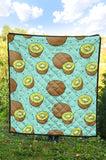 Kiwi Blue Background Premium Quilt